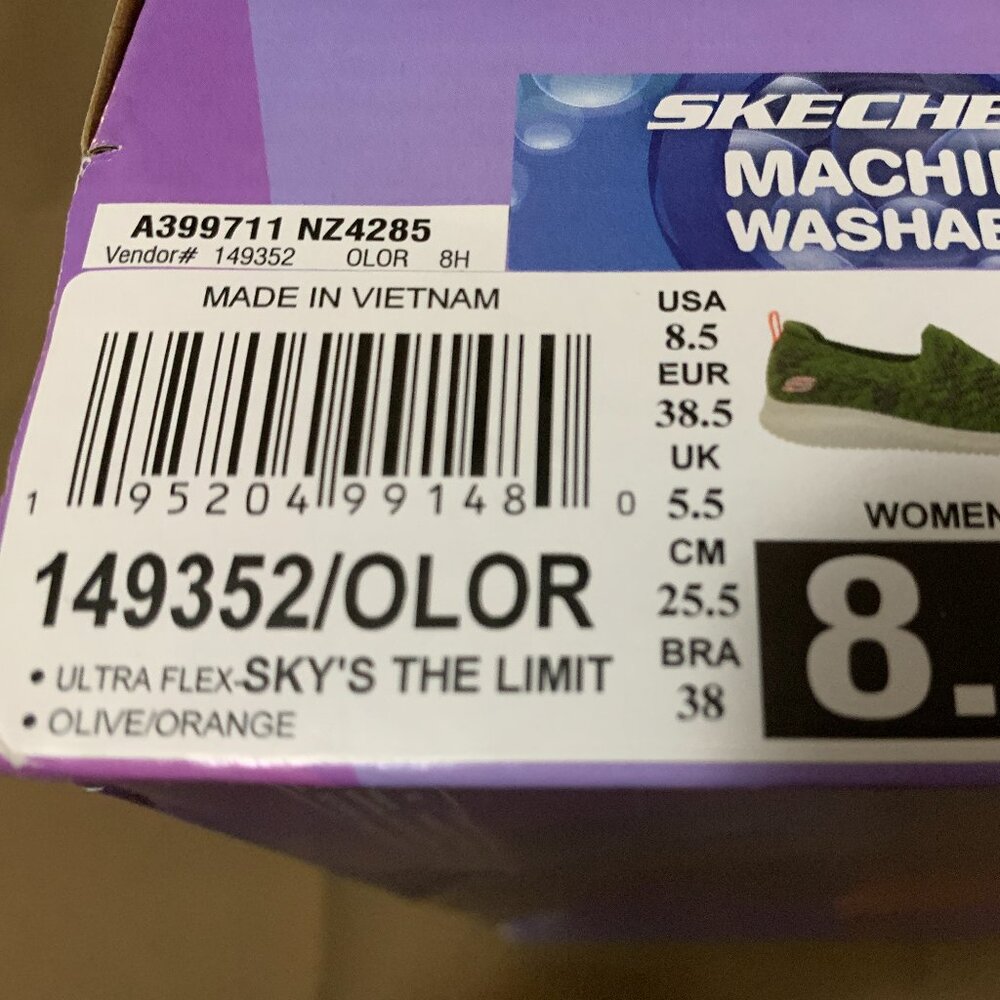 Skechers Memory Foam Sky's the Limit Olive/Orange Women's size 8.5 sneakers - Picture 6 of 6